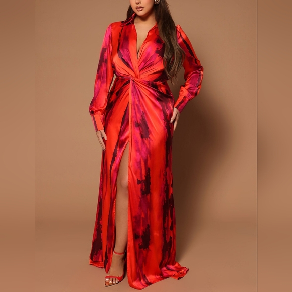 Fashion Nova - Nova Luxe Long Sleeve Maxi Dress - Plus Size - 3x - Picture 1 of 10